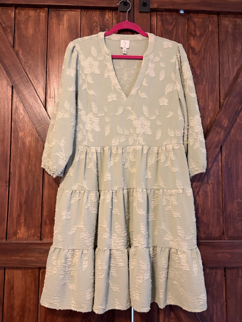 Joie Sage Green Textured Floral Dress